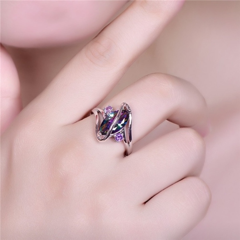 Rainbow Topaz wrapped in Sterling Silver Ring - Picture 2 of 8
